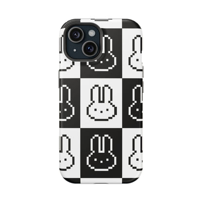 Black and White Retro Bunny MagSafe iPhone Case