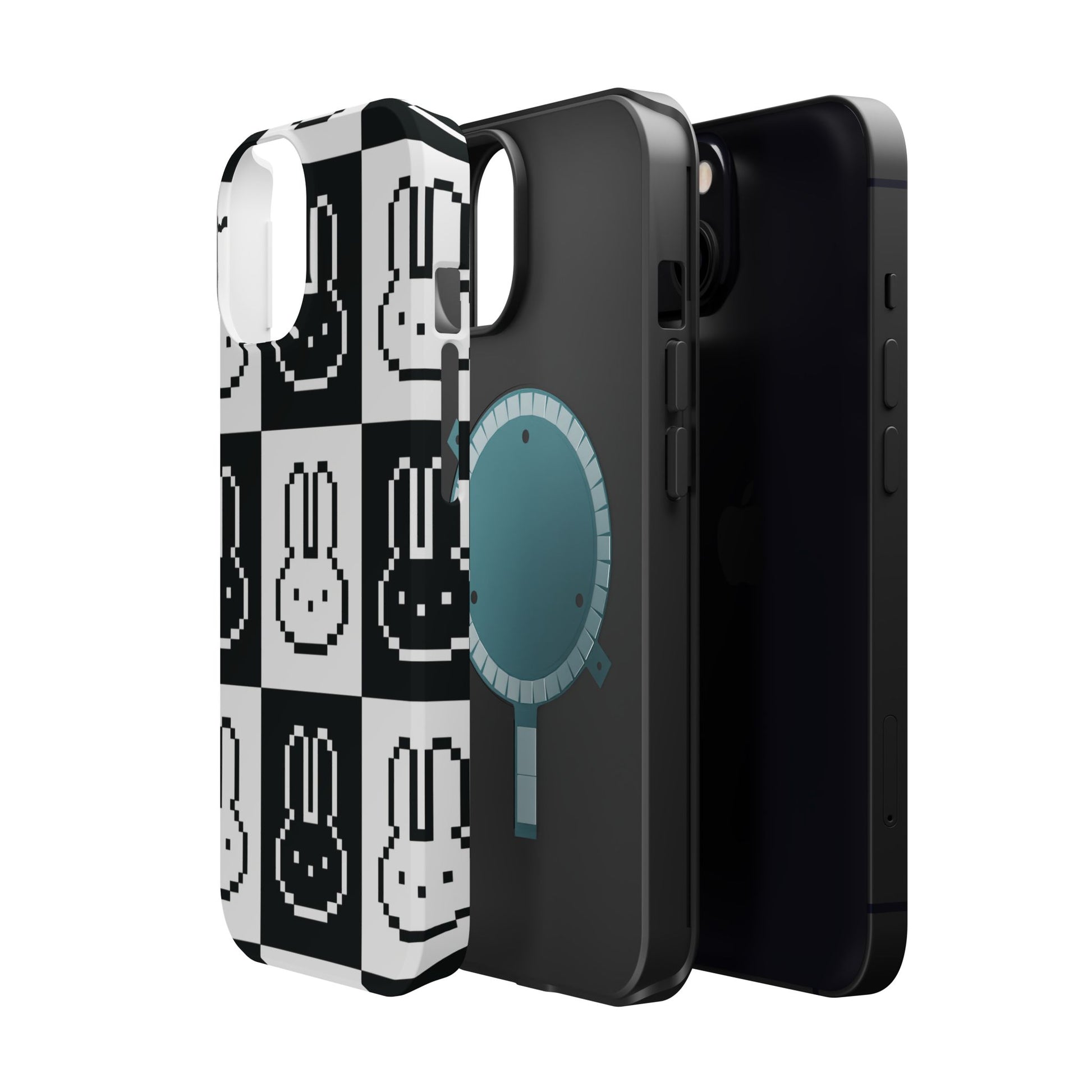Black and White Retro Bunny MagSafe iPhone Case