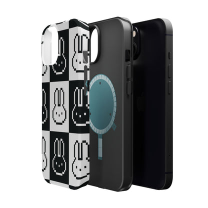 Black and White Retro Bunny MagSafe iPhone Case