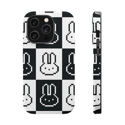 Black and White Retro Bunny MagSafe iPhone Case