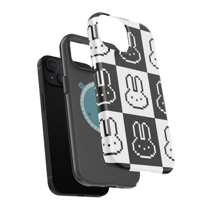 Black and White Retro Bunny MagSafe iPhone Case