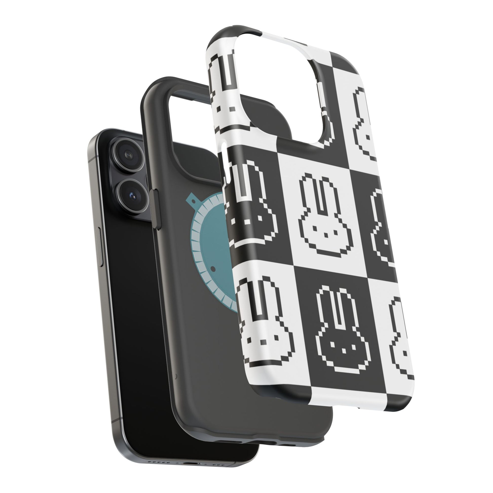 Black and White Retro Bunny MagSafe iPhone Case