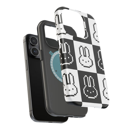 Black and White Retro Bunny MagSafe iPhone Case