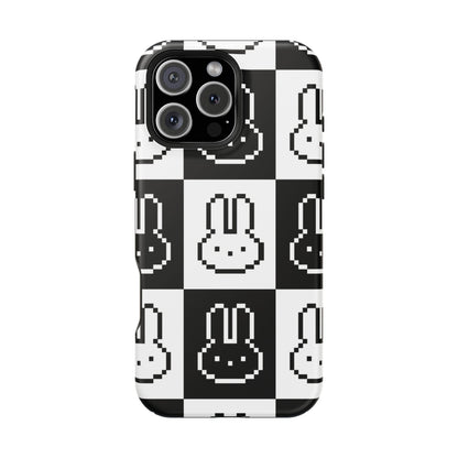 Black and White Retro Bunny MagSafe iPhone Case