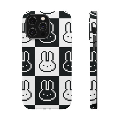 Black and White Retro Bunny MagSafe iPhone Case