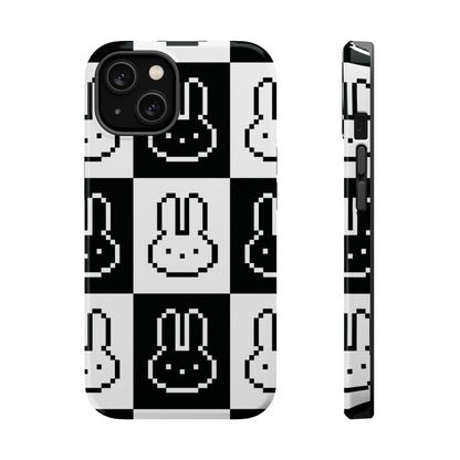 Black and White Retro Bunny MagSafe iPhone Case