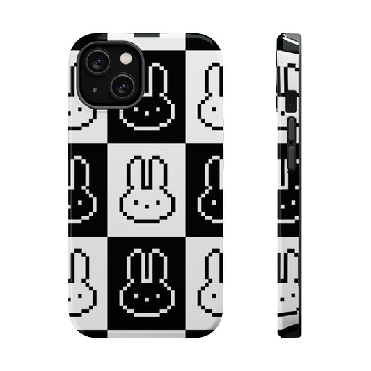 Black and White Retro Bunny MagSafe iPhone Case