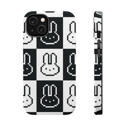 Black and White Retro Bunny MagSafe iPhone Case