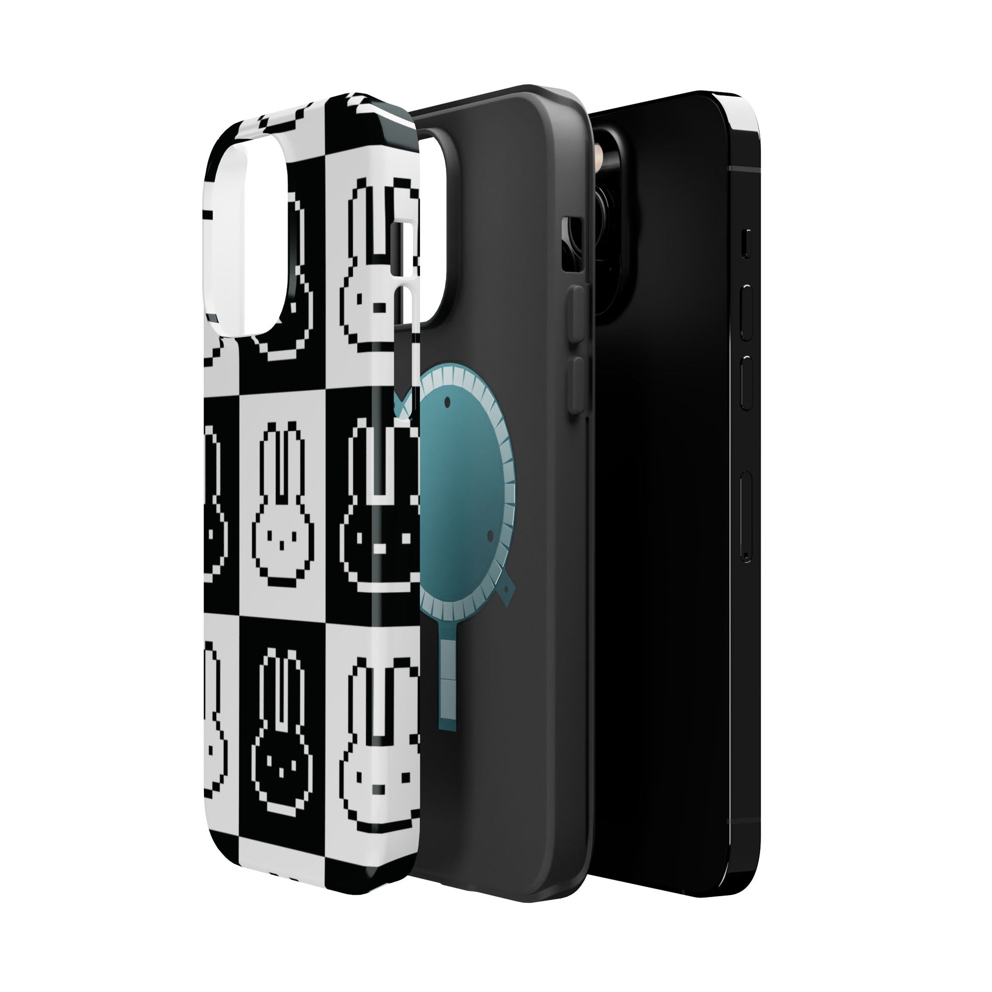 Black and White Retro Bunny MagSafe iPhone Case
