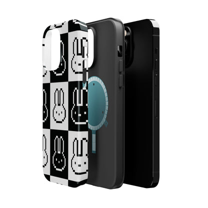 Black and White Retro Bunny MagSafe iPhone Case