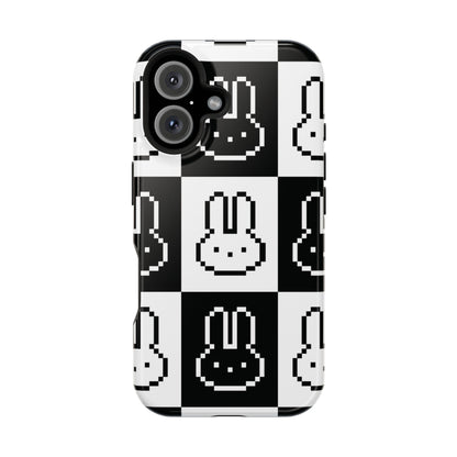 Black and White Retro Bunny MagSafe iPhone Case