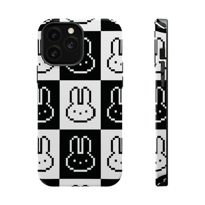Black and White Retro Bunny MagSafe iPhone Case