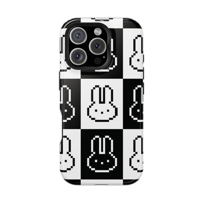Black and White Retro Bunny MagSafe iPhone Case