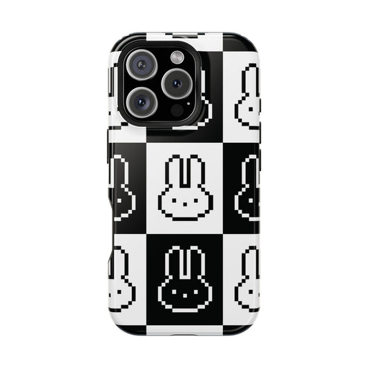 Black and White Retro Bunny MagSafe iPhone Case