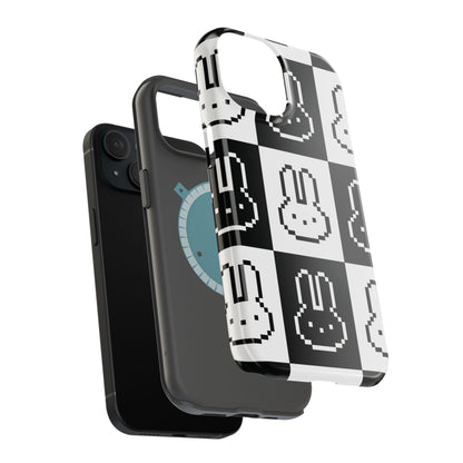 Black and White Retro Bunny MagSafe iPhone Case