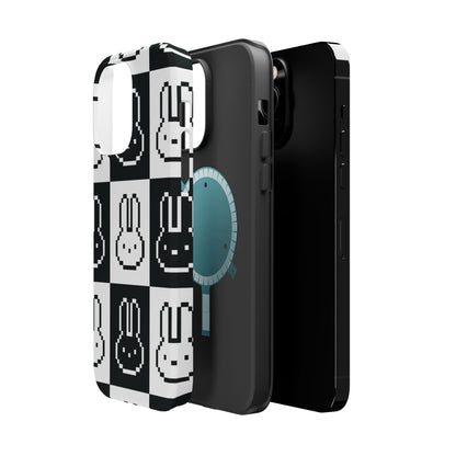 Black and White Retro Bunny MagSafe iPhone Case