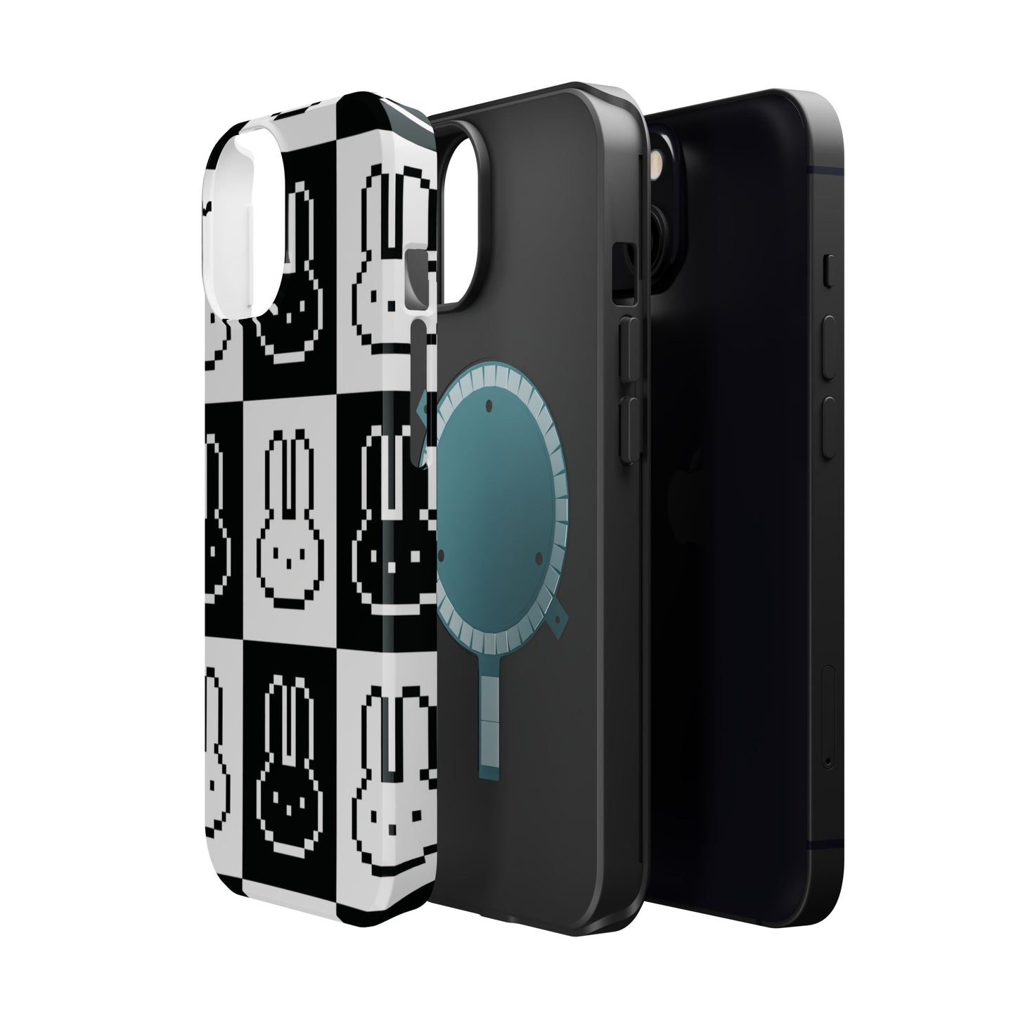 Black and White Retro Bunny MagSafe iPhone Case