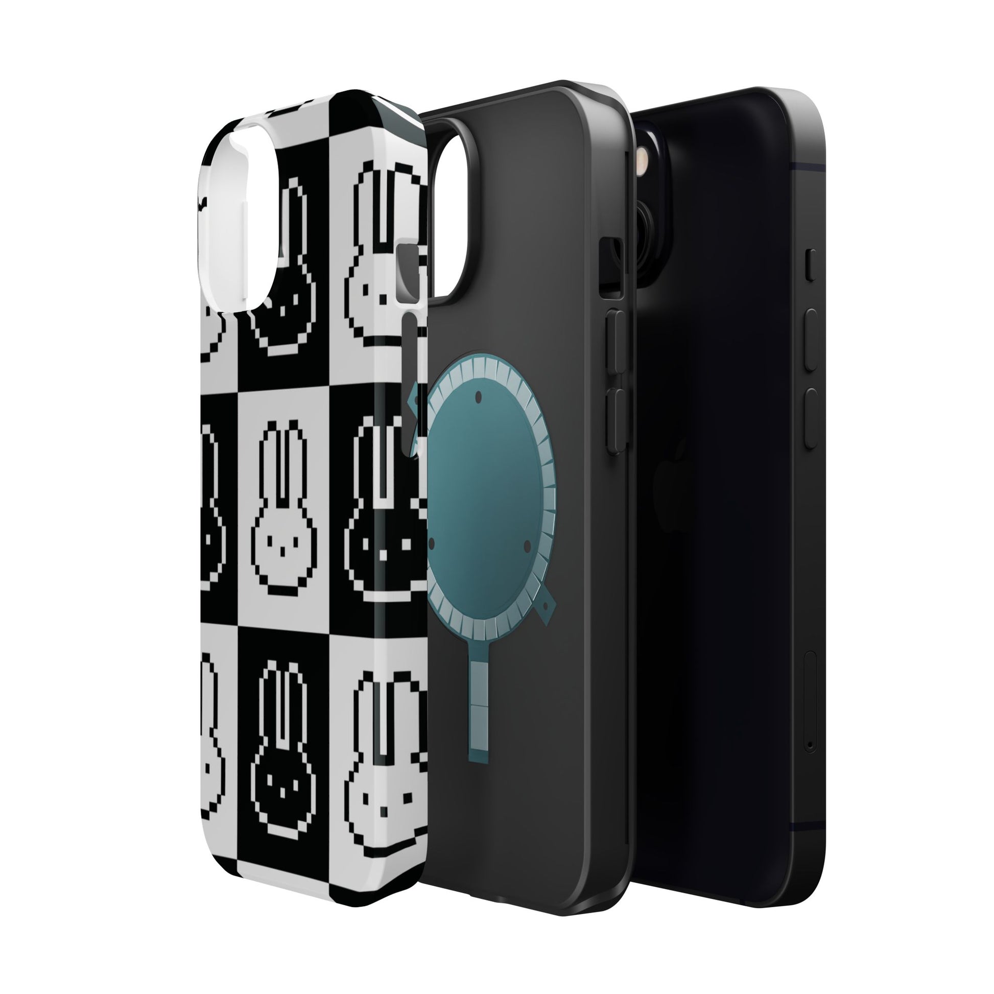 Black and White Retro Bunny MagSafe iPhone Case