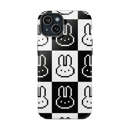 Black and White Retro Bunny MagSafe iPhone Case