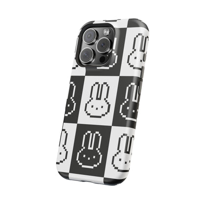 Black and White Retro Bunny MagSafe iPhone Case