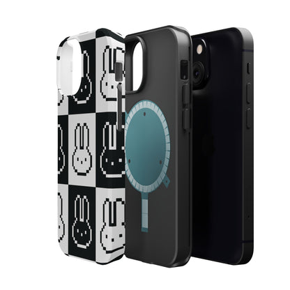 Black and White Retro Bunny MagSafe iPhone Case