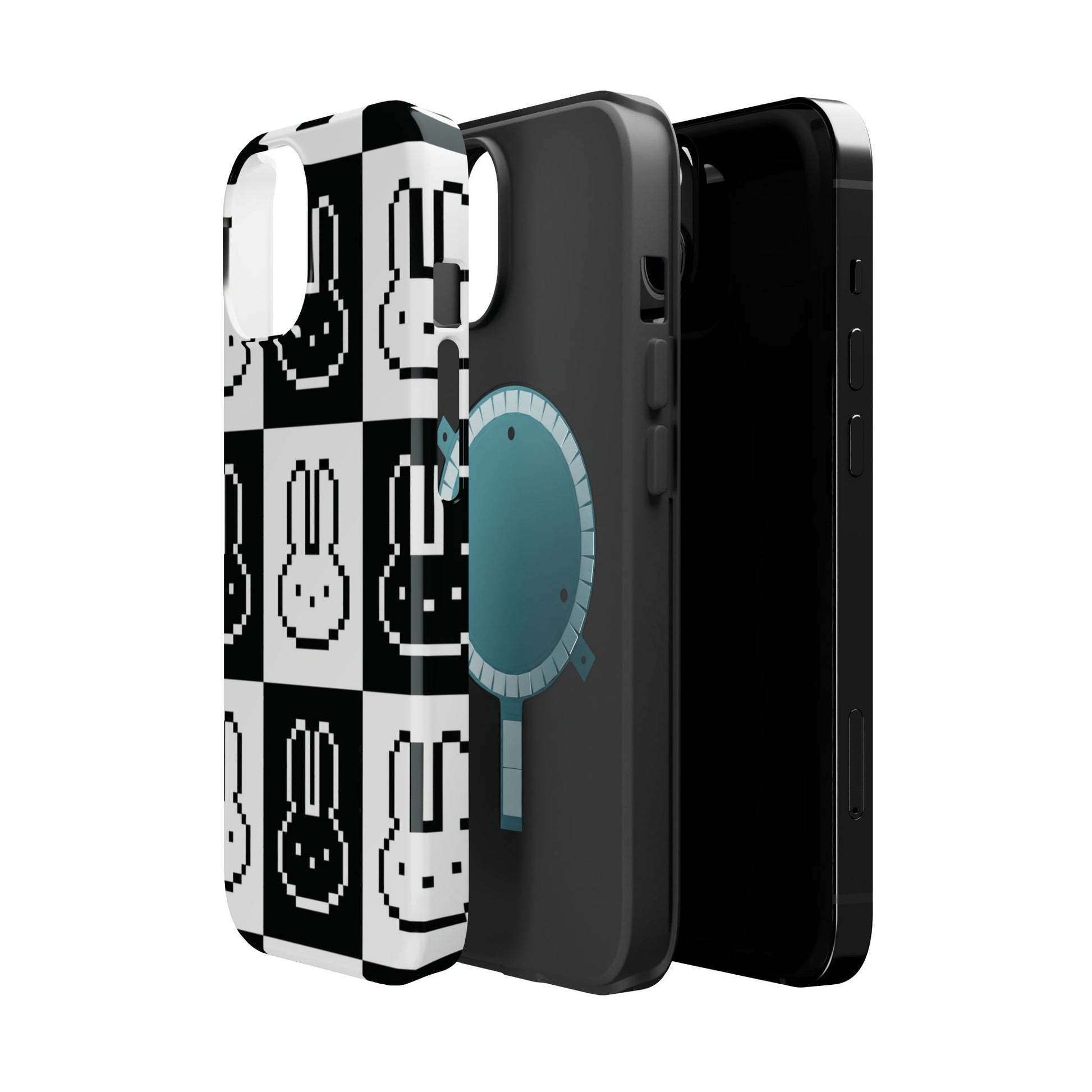 Black and White Retro Bunny MagSafe iPhone Case