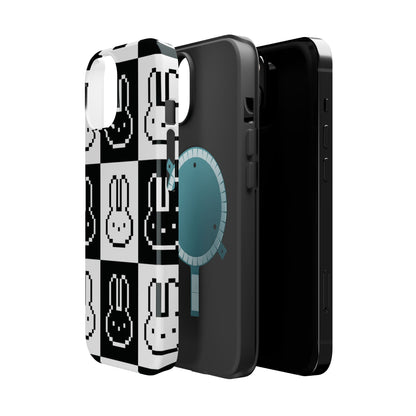 Black and White Retro Bunny MagSafe iPhone Case