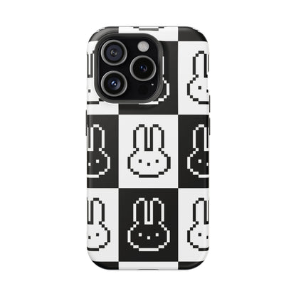 Black and White Retro Bunny MagSafe iPhone Case