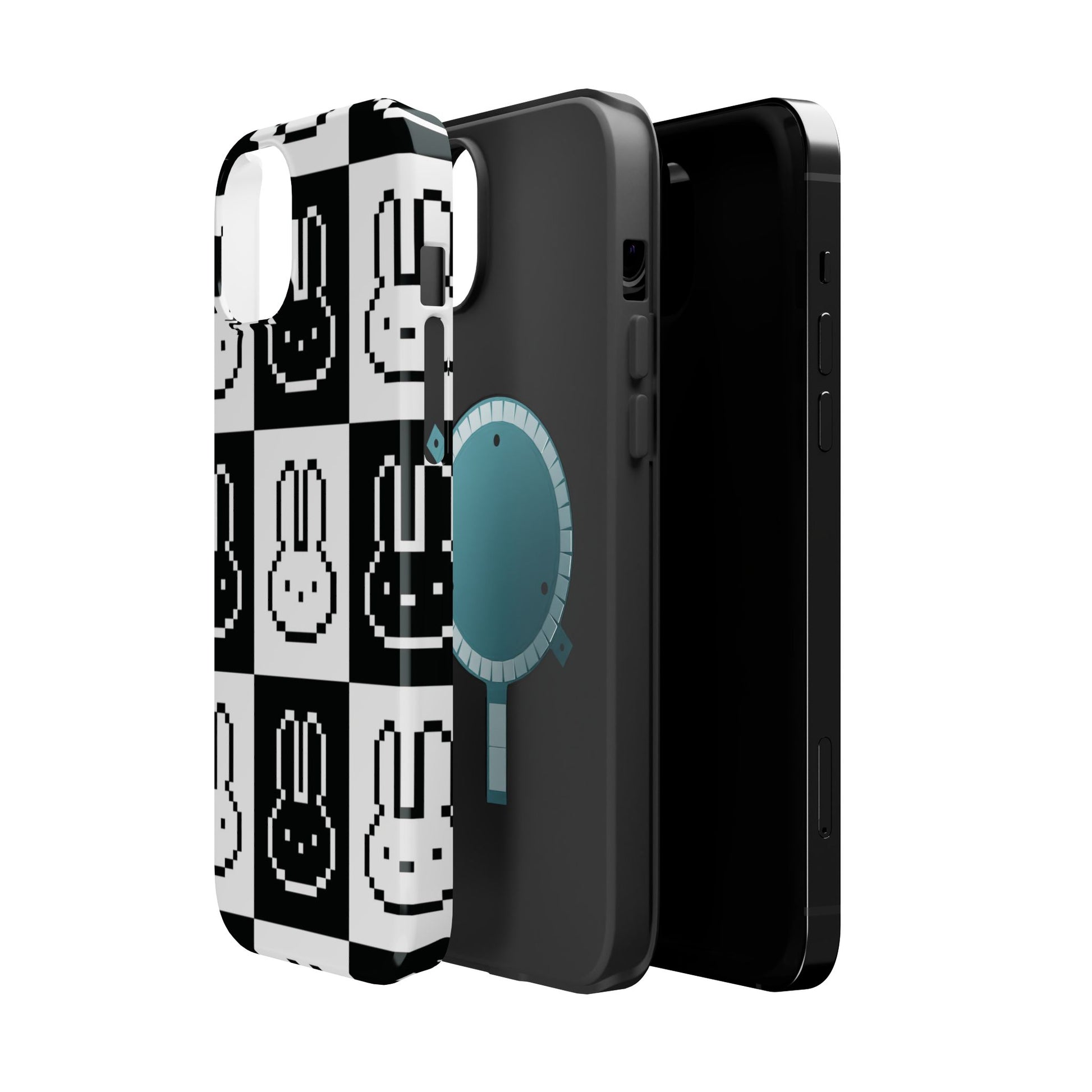 Black and White Retro Bunny MagSafe iPhone Case