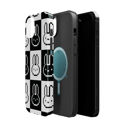 Black and White Retro Bunny MagSafe iPhone Case