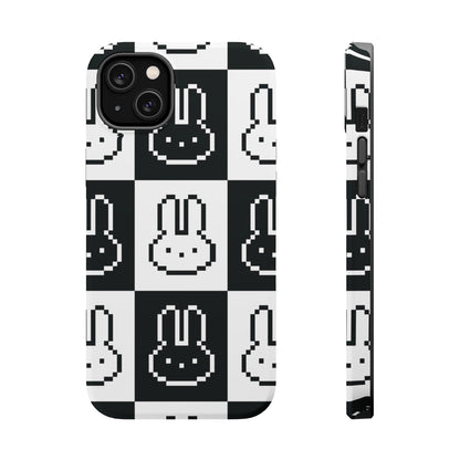 Black and White Retro Bunny MagSafe iPhone Case