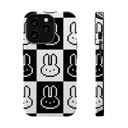 Black and White Retro Bunny MagSafe iPhone Case