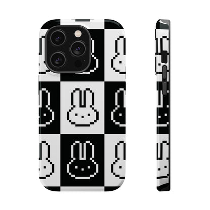 Black and White Retro Bunny MagSafe iPhone Case