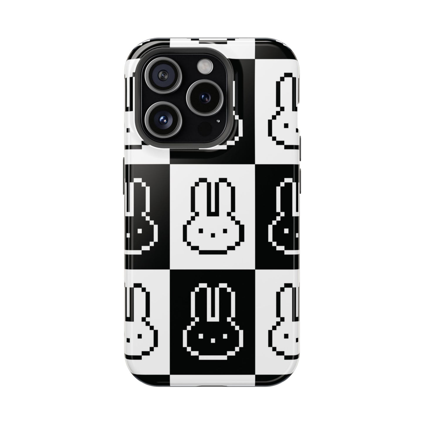 Black and White Retro Bunny MagSafe iPhone Case