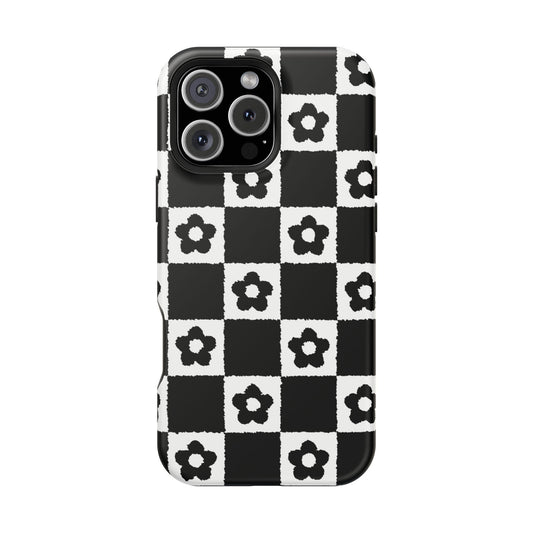 Floral Checkerboard MagSafe iPhone Case