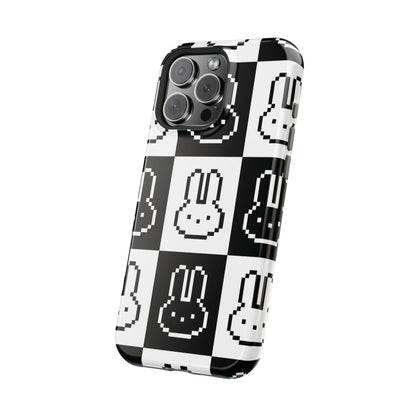 Black and White Retro Bunny MagSafe iPhone Case