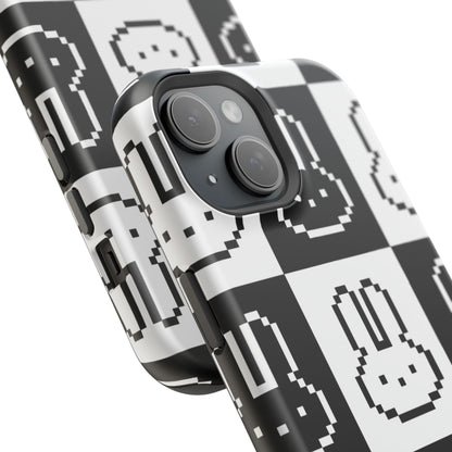 Black and White Retro Bunny MagSafe iPhone Case