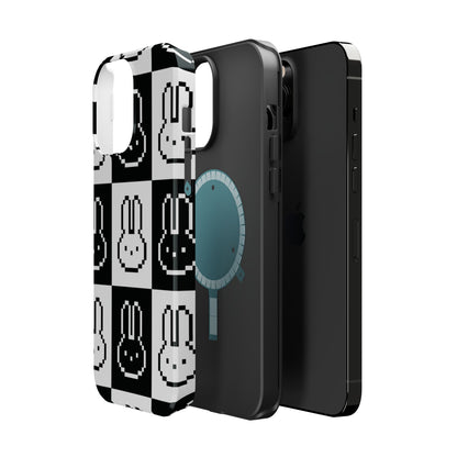 Black and White Retro Bunny MagSafe iPhone Case