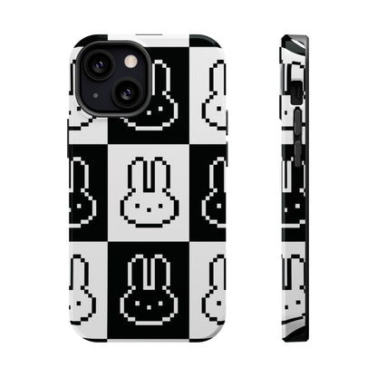 Black and White Retro Bunny MagSafe iPhone Case