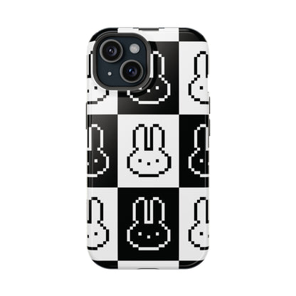 Black and White Retro Bunny MagSafe iPhone Case