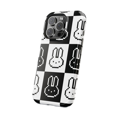 Black and White Retro Bunny MagSafe iPhone Case
