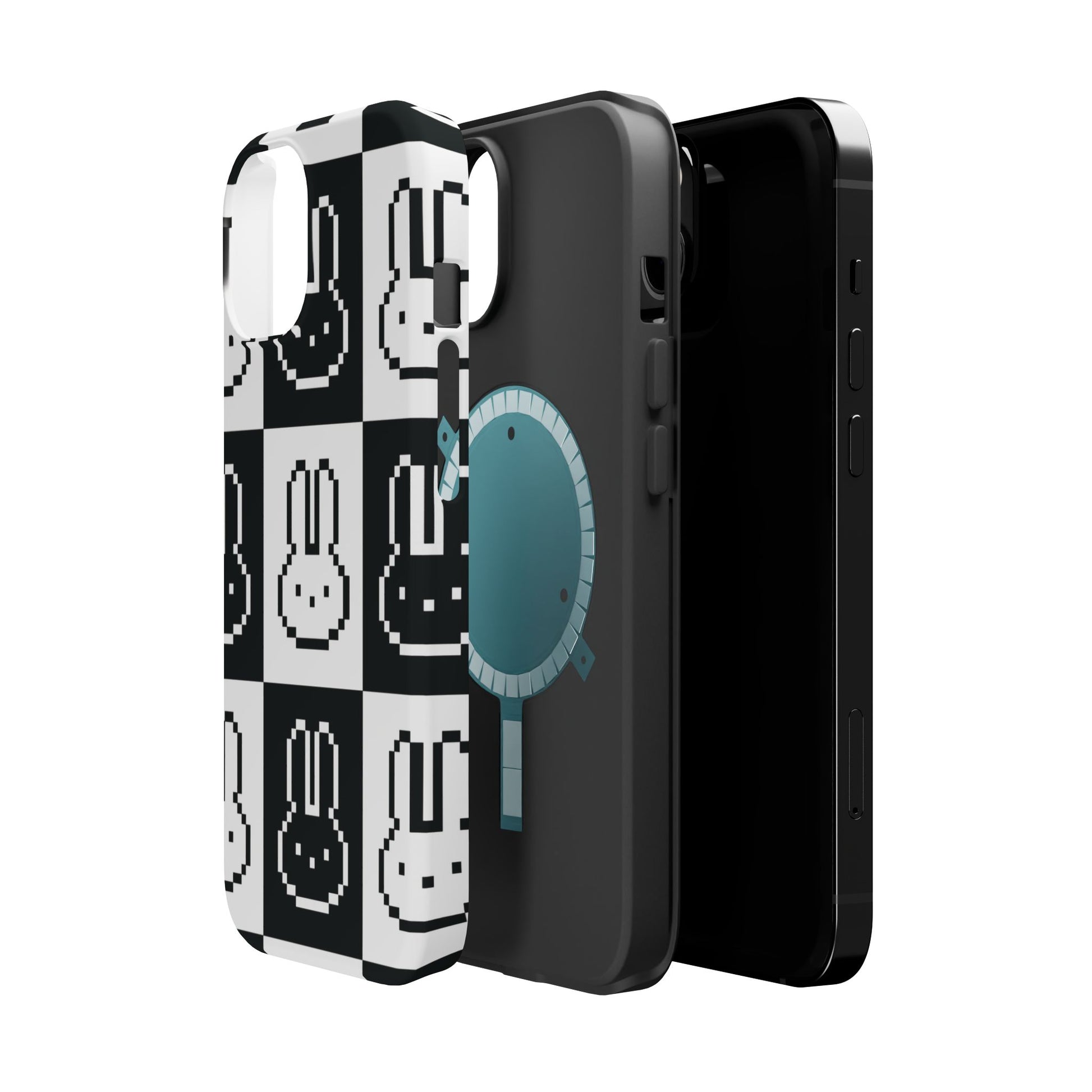 Black and White Retro Bunny MagSafe iPhone Case
