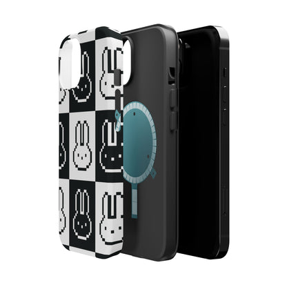 Black and White Retro Bunny MagSafe iPhone Case