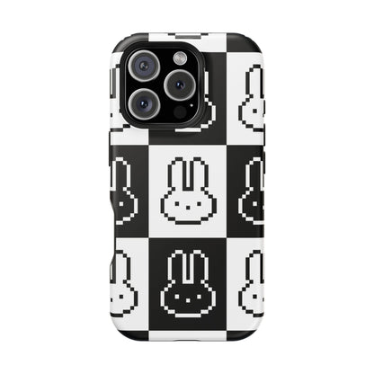 Black and White Retro Bunny MagSafe iPhone Case