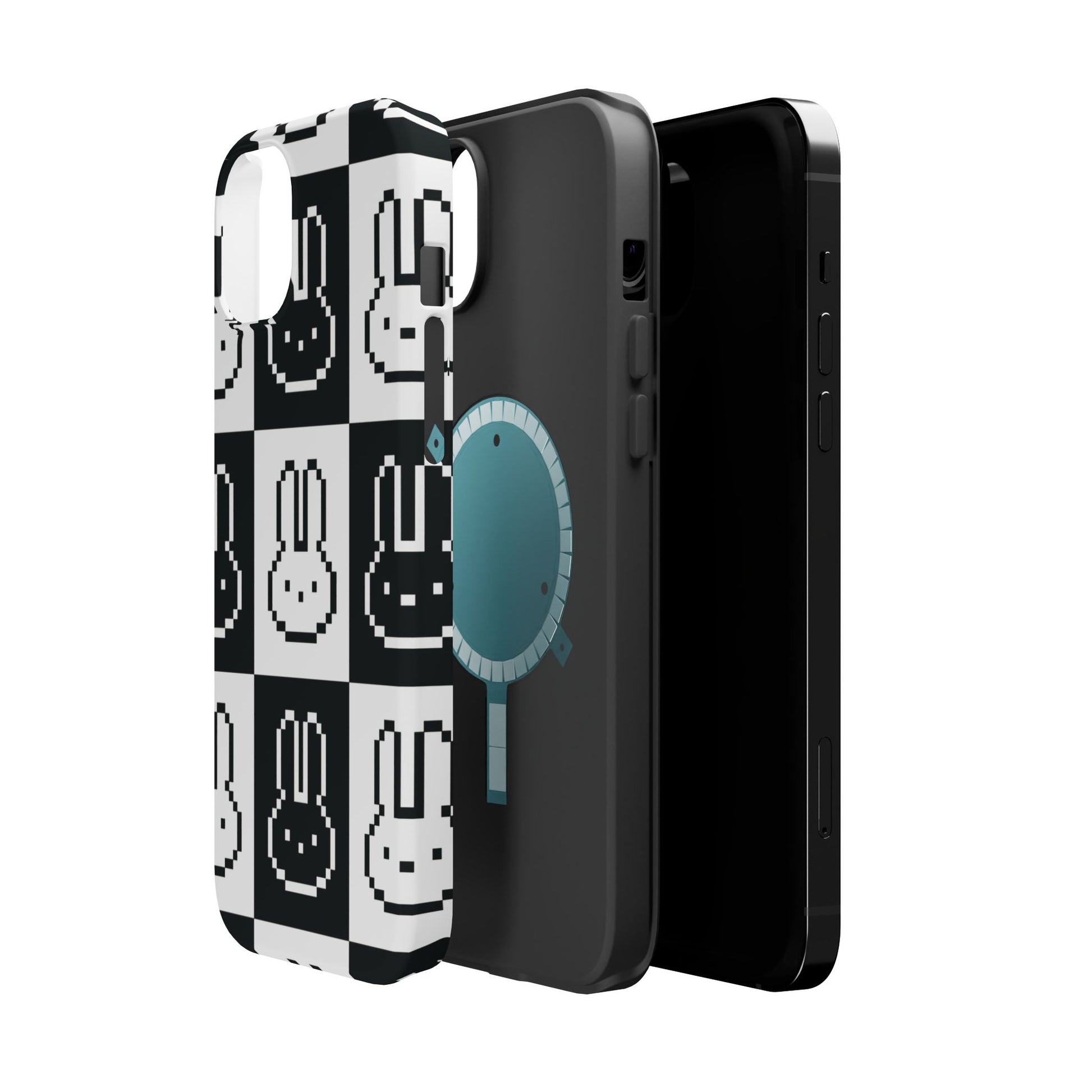 Black and White Retro Bunny MagSafe iPhone Case