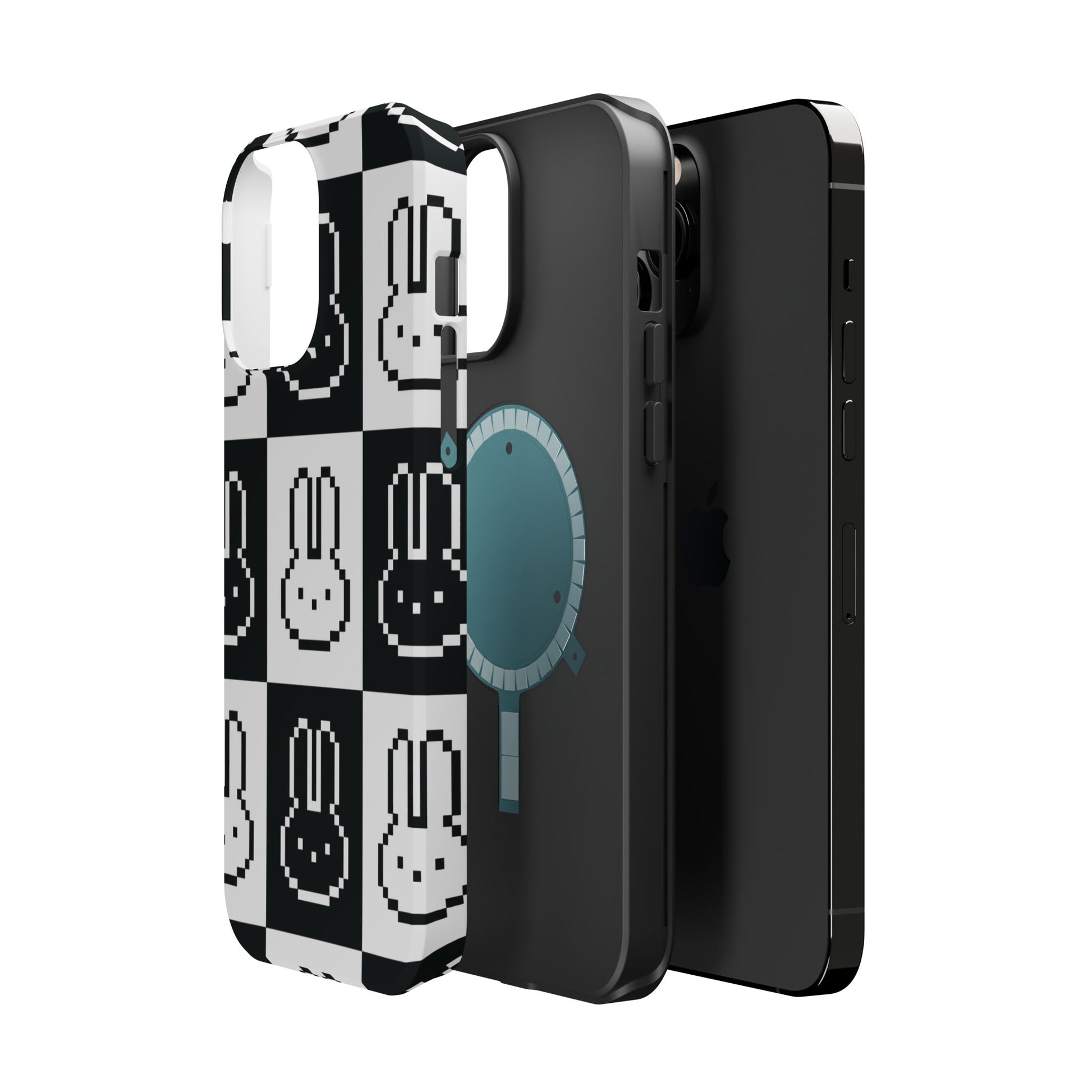Black and White Retro Bunny MagSafe iPhone Case