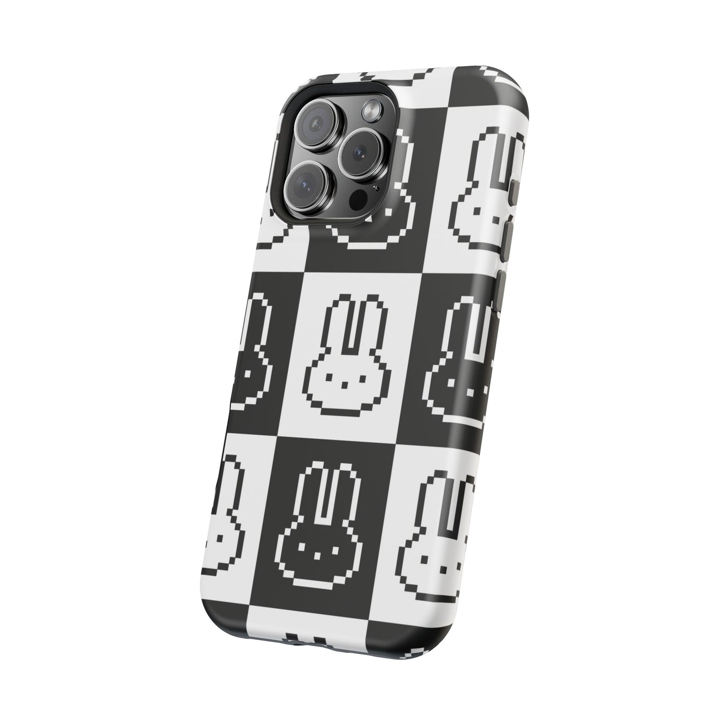 Black and White Retro Bunny MagSafe iPhone Case