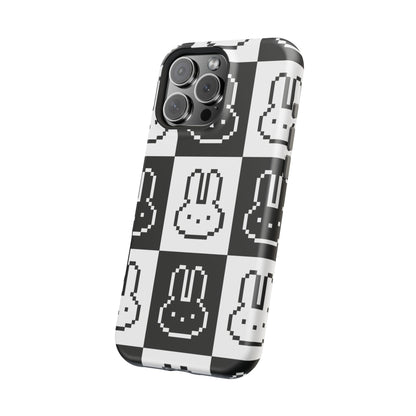 Black and White Retro Bunny MagSafe iPhone Case