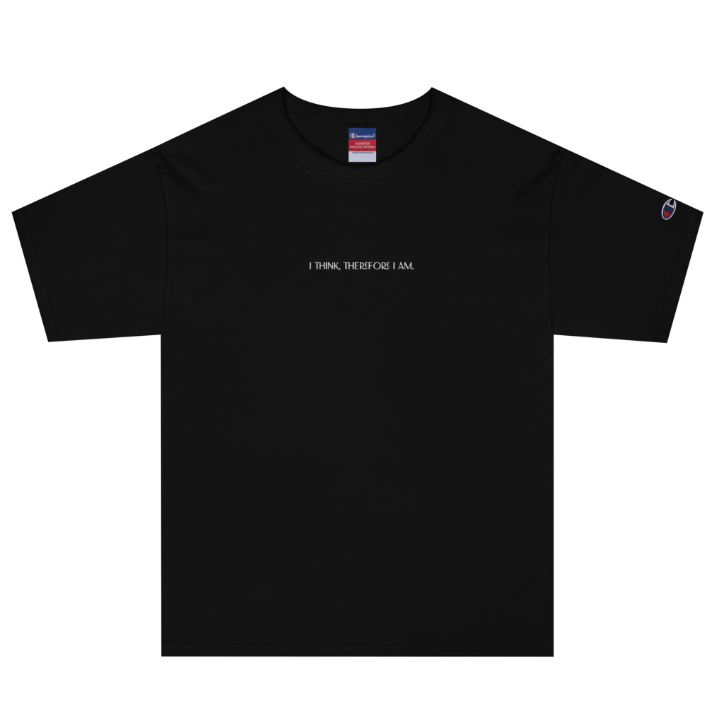 embroidered champion t-shirt black custom personalisation
